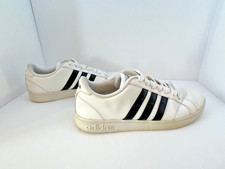 Adidas Boys Neo Baseline K AW4299 White Leather Lace Up Running Shoes Size 7