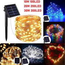 100/300 LED Solar Fairy String Light Copper Wire Outdoor Waterproof Garden Decor