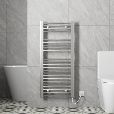Bathroom Electric Curved Towel Rail Ladder Radiator 1100 x 500mm Chrome ...