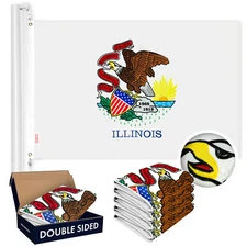 Illinois IL State Flag 3x5FT 5-Pack Double-sided Embroidered Polyester By G128