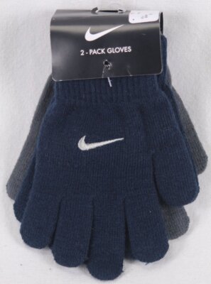 Nike Boys Swoosh Gloves Grey Navy Blue Size 8/20 NWT