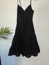  GAP Black Tiered Midi Dress - Size 0 Cami Floral Daisy Crochet Hem Tiered Dress
