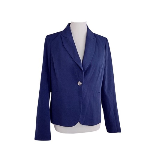Nicole Miller Blazer dunkelblau klassisch ein Knopf Damen komplett gefüttert Medium
