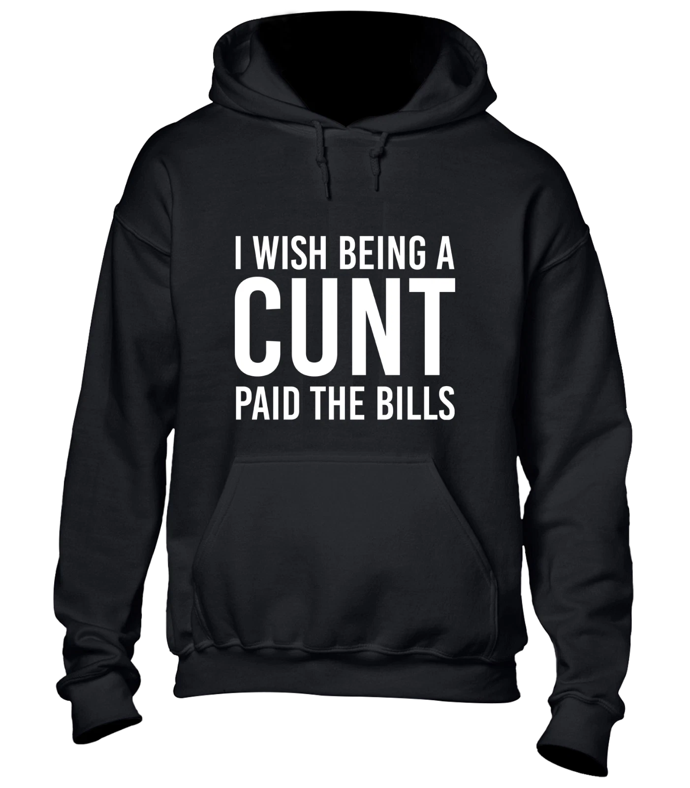 RHUDE FELPA CON CAPPUCCIO I WISH BEING A CU*T BOLLETTE PAGATE DIVERTENTE RUDE SCHERZO SLOGAN DESIGN REGALO