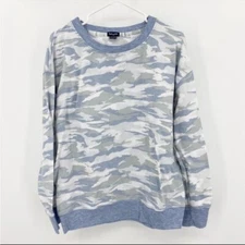 splendid Velvet Blue Gray camouflage Crew Neck Sweatshirt Size Large NWOT