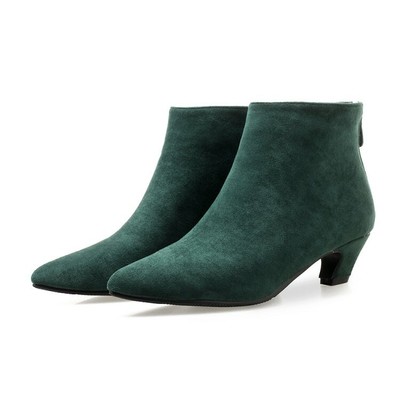 Women Faux Suede Ankle Boots Zipper Kitten Heel Smart Casual Outdoor 54 53 52 D