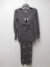 Hue Gray Thermal Pajama Set Size Small Cocktail Print PJ31612 Shirt Pants