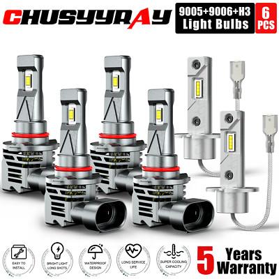 For Cadillac DeVille 1987-1990 LED Headlights Hi Low Beam + Fog Light Bulbs
