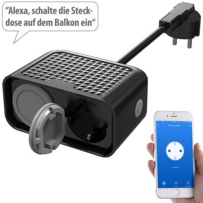 Outdoor-WLAN-2-fach-Steckdose komp. zu Amazon Alexa & Google Assistant