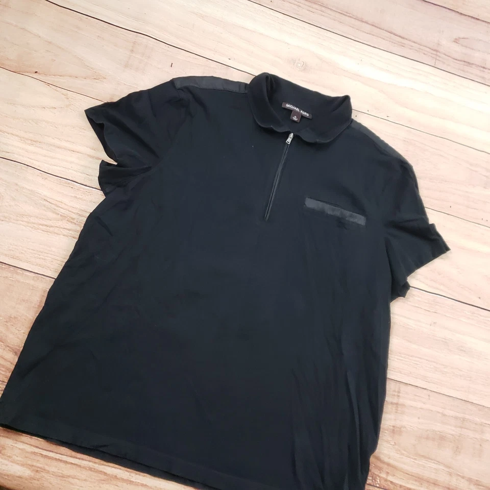 Michael Kors Polo Shirt Mens Extra Large Black 1/4 Zip Rugby Preppy Logo Adult A - Image 2 of 4