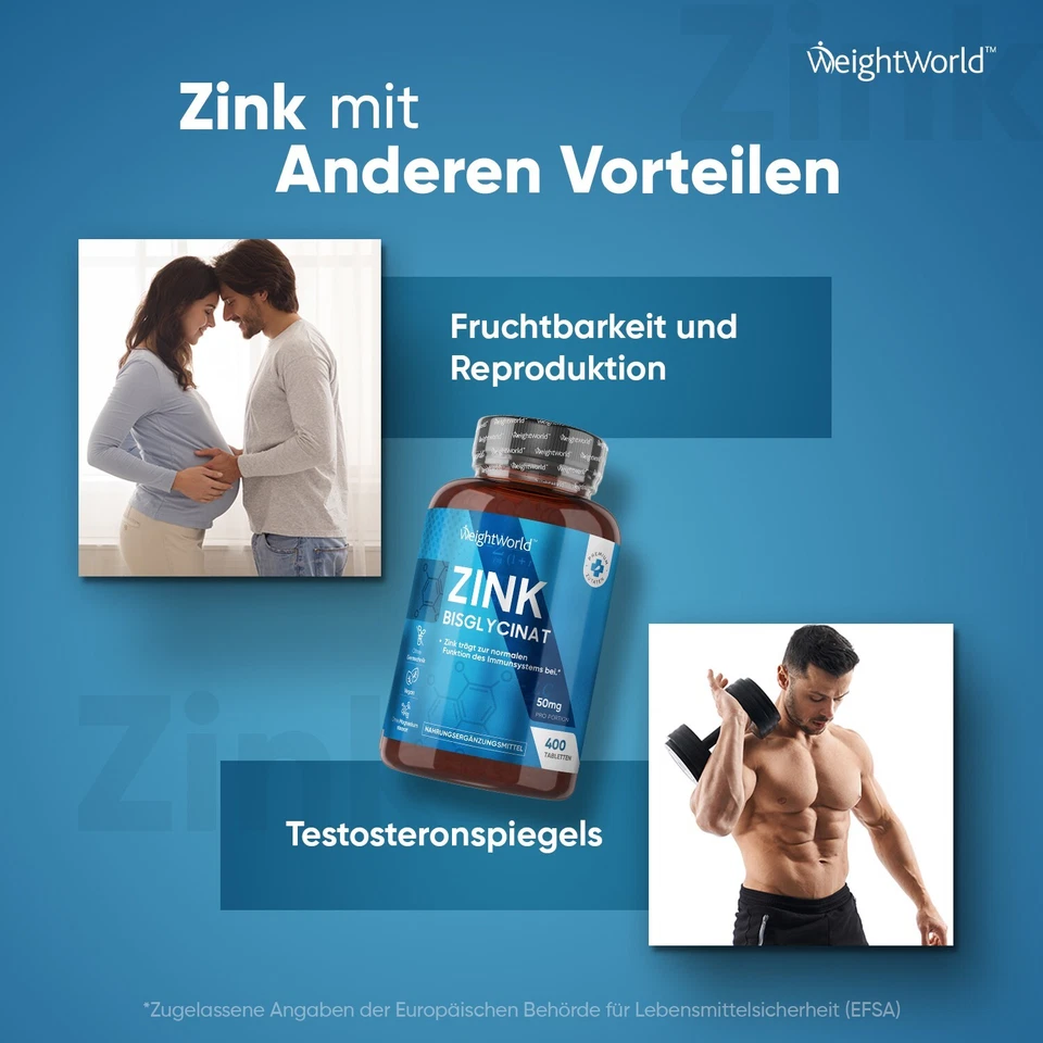 WeightWorld  Zink Bisglycinat  -  400 Tabletten - Starke Knochen & Immun Abwehr - Bild 3 von 4