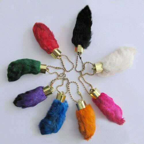 Faux Colored Rabbits Foot Key Chain Good Luck Bunny Feet Jewelry | eBay