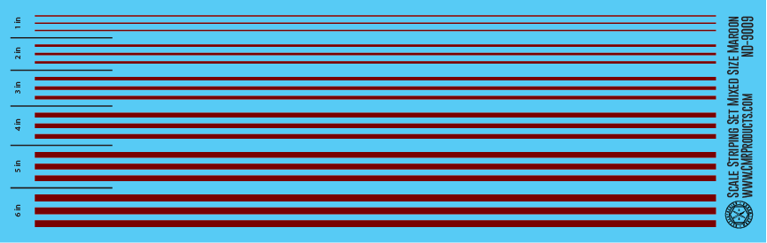 HO Scale - Scale Striping Set Mixed Size Maroon
