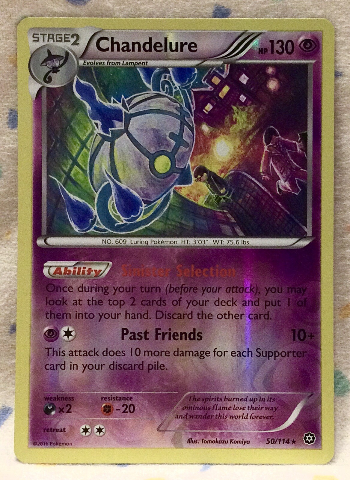 Pokemon Card CHANDELURE XY Steam Siege 50/114 Reverse Holo Rare NM/M Condition
