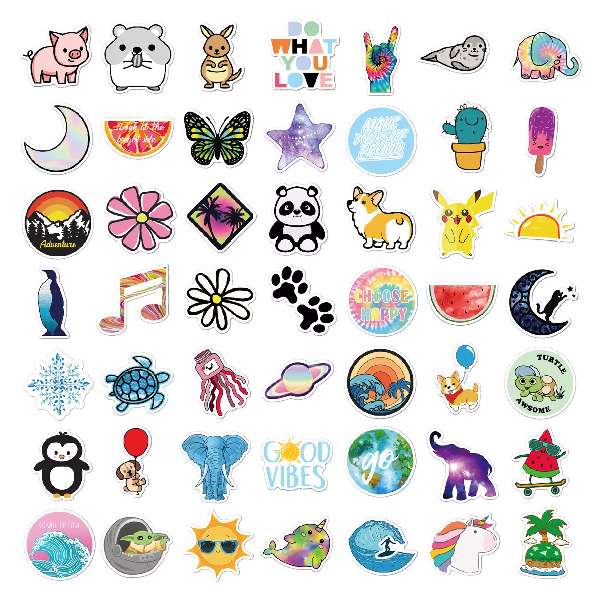 Cute animal Stickers, 220 Pcs/Pack Waterproof Cute Vinyl Aesthetic