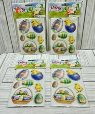 Vintage Easter Puffy Stickers Chics Eggs Set of 4 Single Sheets New