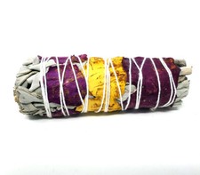 White Sage with Rose Petals 3-4" Smudge Stick.