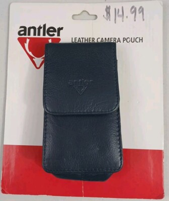 Antler Leather Camera Pouch Blue 3x4x1.5 Max Camera Size