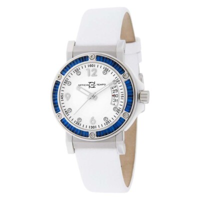 OFFICINA DEL TEMPO DAMEN UHR # 0425BW Weiß Blau Italienische Armbanduhr Damenuhr