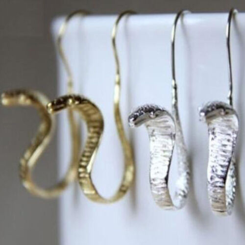 Unisex 925 Silber Gold Kobra Schlangen Ohrringe Haken Jacke Valentinstag Dame Geschenk - Bild 1 von 10