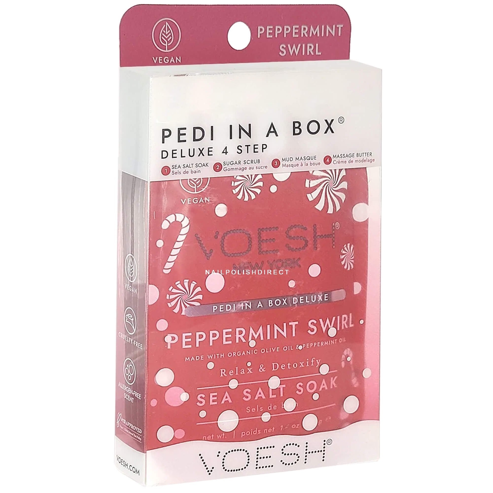 Voesh Pedi In A Box - Deluxe 4 Step - Peppermint Swirl (1x35g, 2x20g, 1x15.5g)