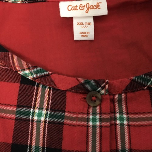 Cat & Jack Girls Size XXL (18) Holiday Long Sleeve Christmas Red Plaid Dress - Picture 3 of 8