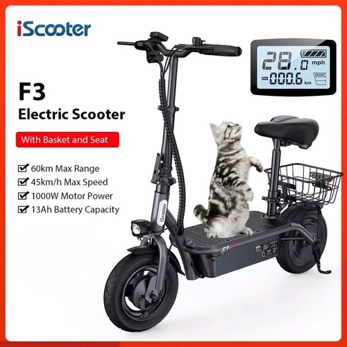 iScooter F3 1000W E-Scooter 10 Zoll Klappbarer E-Roller 45KM/H Offroad MAX-60KM