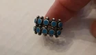 Zuni~Pueblo Style VINTAGE STERLING SILVER RING WITH TURQUOISE STONES, SIZE 6.5