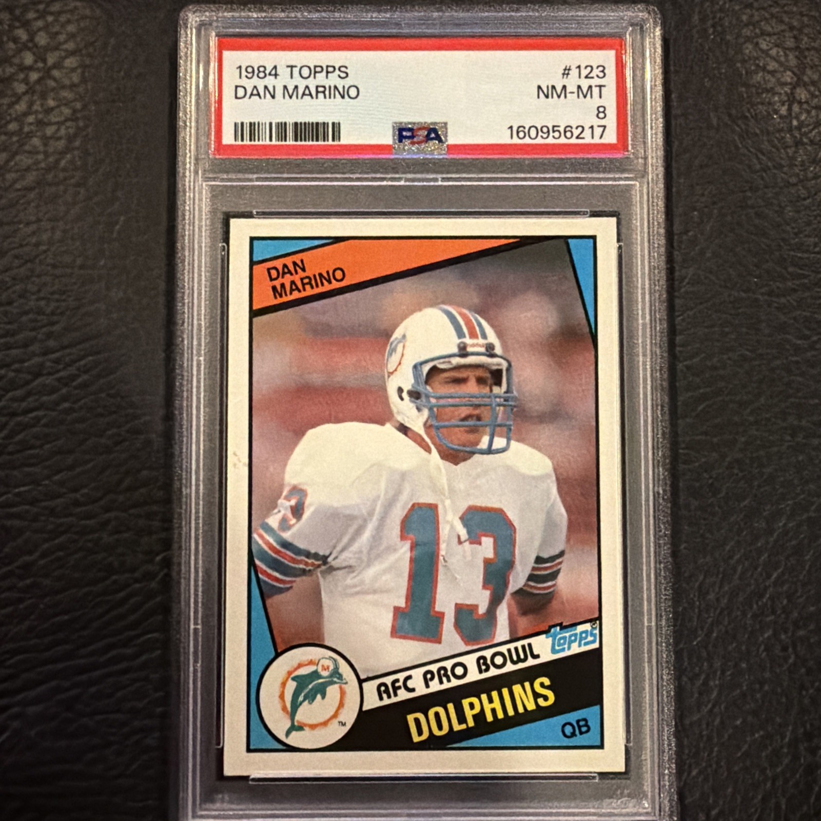 1984 Topps - Dan Marino #123 (RC) PSA 8 NM-MT Miami Dolphins NFL HOF QB view 1