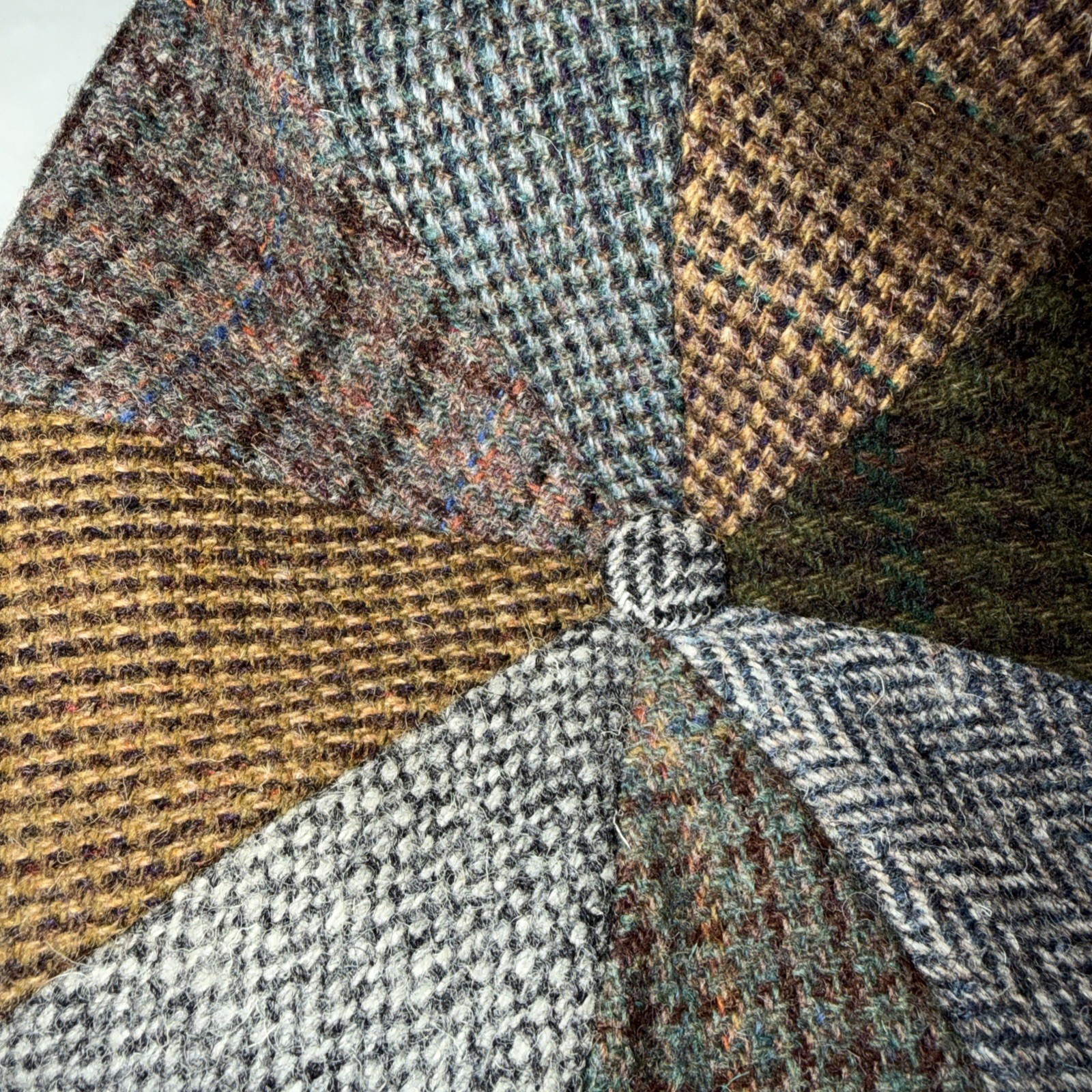 Harris Tweed patchwork herringbone Flat Cap hand … - image 14