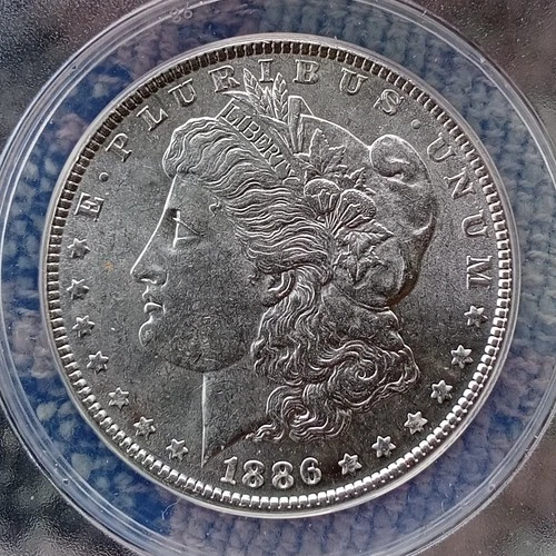 1886 P  Morgan Silver Dollar ANACS Graded MS 61 Condition.