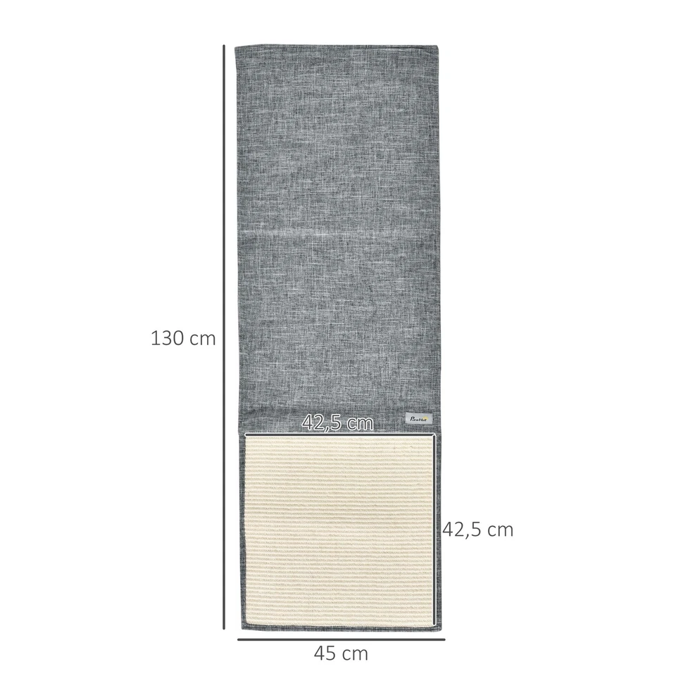 PawHut Tapis Griffoir Chat 130x45x0.3cm Gris - Photo 4/4