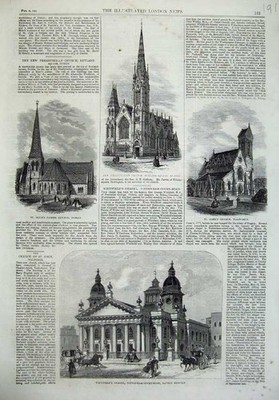 Alter antiker Druck Whitfield's Chapel Kirche Dublin Walworth Presbyterian 20.