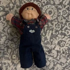 Cabbage Patch Kids Doll 1982 Overalls Plaid Shirt Brown Hair Brown Eyes Dimples