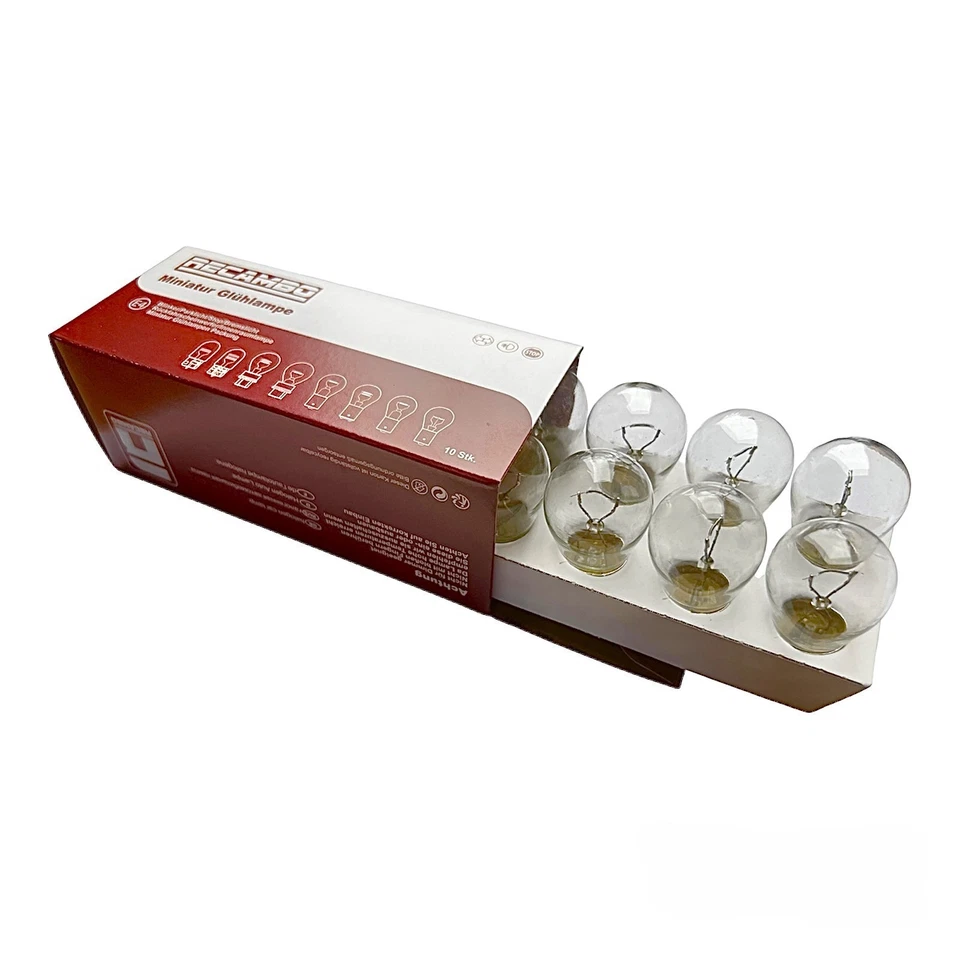 10x RECAMBO BA15S P21W 12V 21W Halogen Autolampe Glühbirne klar Rücklicht Bremsl - Bild 2 von 4