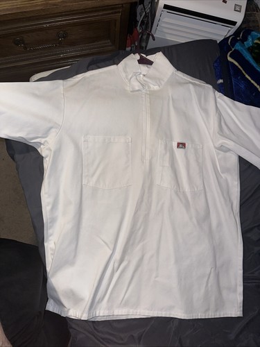 Ben Davis XL Red Short Sleeve Work Shirt Quarter Zip Work Shirt 1/2 Zip WHITE