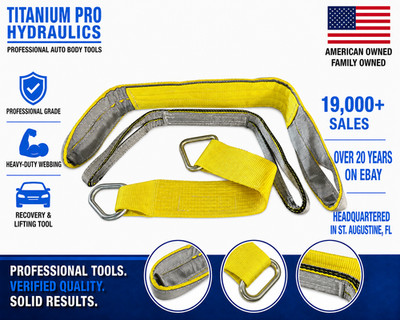 AUTO BODY PULLING SLING set 4x48 2x36 4X30 W/PEAR RINGS HEAVY DUTY BEST VALUE