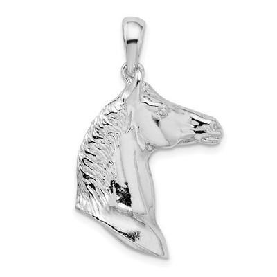 Anhänger Sterlingsilber rhodiniert poliert 3D Pferdekopf