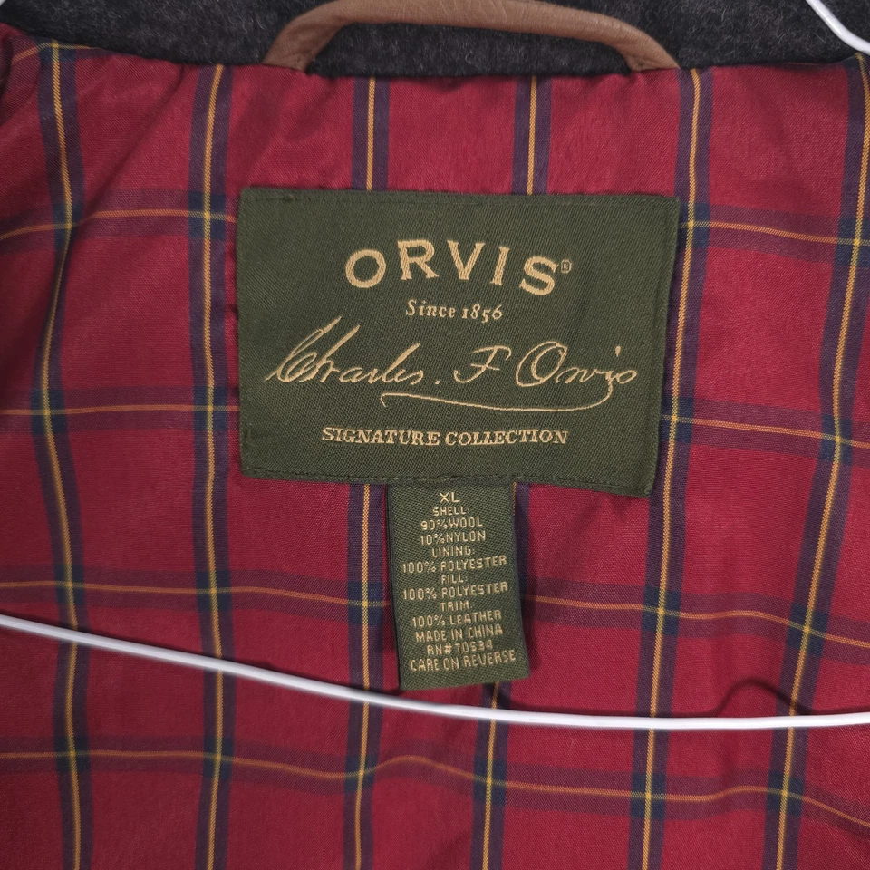 Orvis Signature Gray Wool Plaid Lined Insulated Hunting Outdoor Vest Mens XL - Image 4 of 4