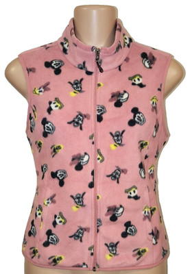 Disney Amazon Essentials Large Pink Fleece Zip Vest Mickey Donald Pluto