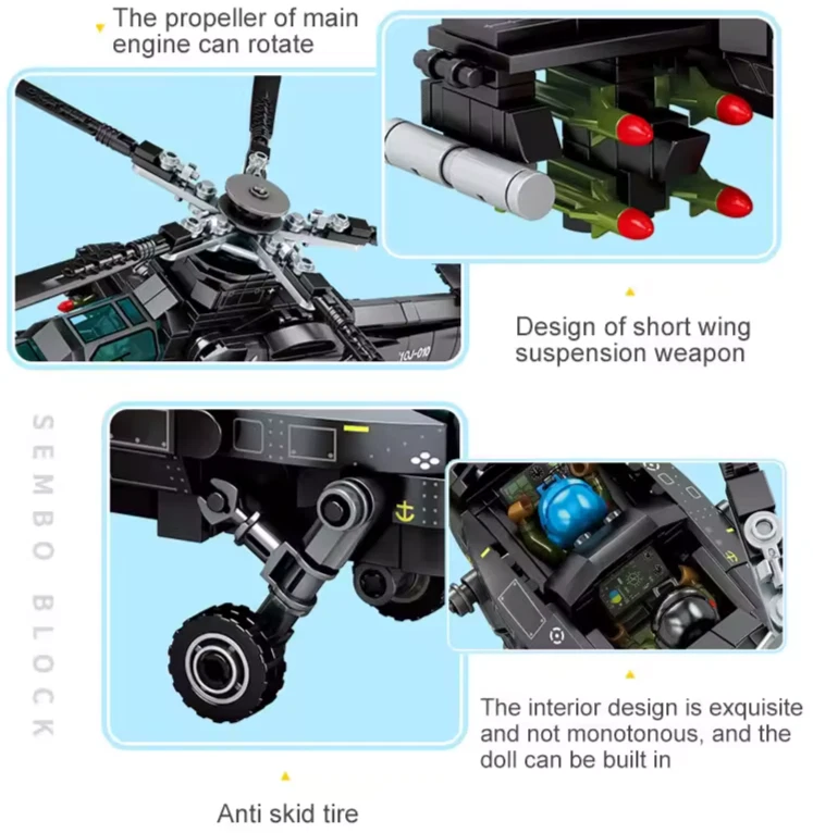 SEMBO #202119 - Z-10 Attack Helicopter - Building Block Set - Image 3 of 4