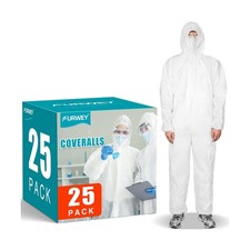 25PACK Disposable Protective Coveralls, Heavy Duty Full Body Painters Suit fo...