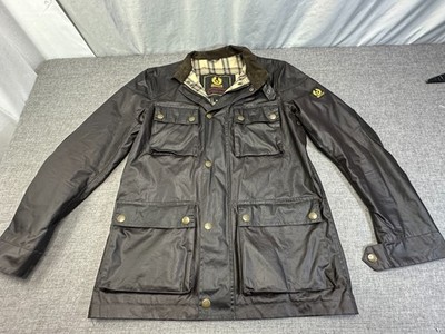 Belstaff Gold Label Waxed Cotton Jacket Men's MED 42'' Made In Italy DK Brown