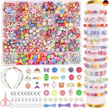 DIYDEC Perlen zum Auffädeln Kinder Schmuck, DIY Bastelnperlen Set Armbänder s
