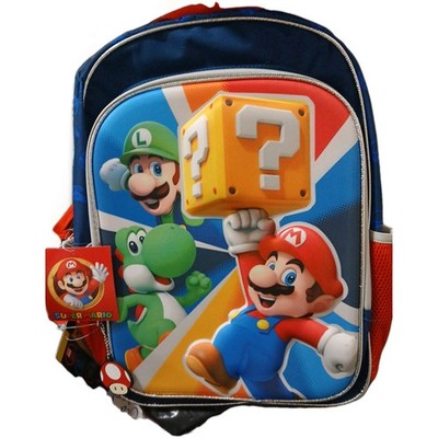 Nintendo Boys' ''Game Time'' Mario, Yoshi, and Luigi 17'' Backpack W/ Key Chain