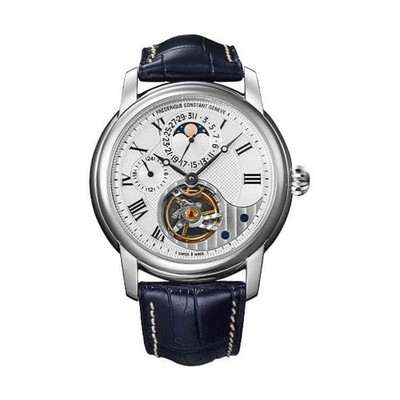 Frederique Constant FC-945MC4H6 Men's Watch Stainless Steel Navy Leather Strap