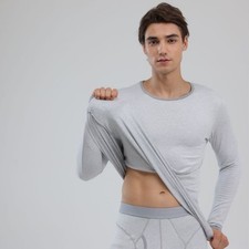Men Thermal Underwear Set Knit Slim Fit Stylish Warm Winter Base Layer Cold Weat