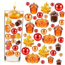 132Pcs Fall Vase Filler Faux Bead Pumpkin Maple Leaves Acorns Thanksgiving 