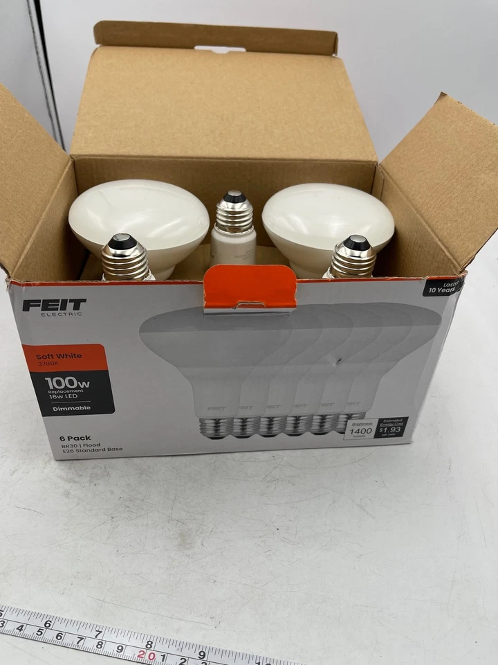 Feit Electric LED BR30 Flood Soft White 2700K 16W 100W Eq Dimmable E26- 5 Bulbs - Image 3 of 4