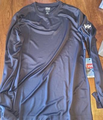 Helly Hansen Shirt Mens Small Ebony Black Rashguard Waterwear Long Sleeve NWT